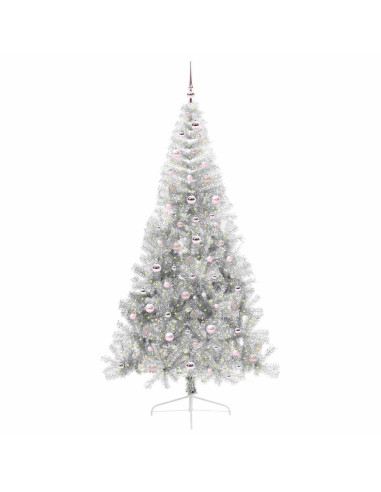 Albero di Natale artificiale con luci integrate Argento 240 cm
