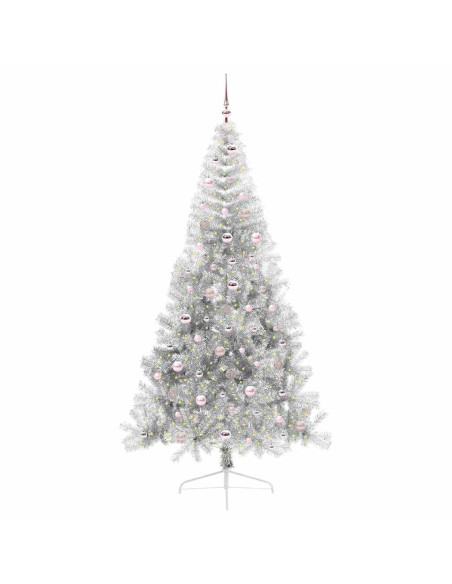 Albero di Natale artificiale con luci integrate Argento 240 cm