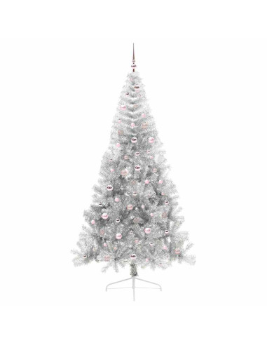 Albero di Natale artificiale con luci integrate Argento 240 cm