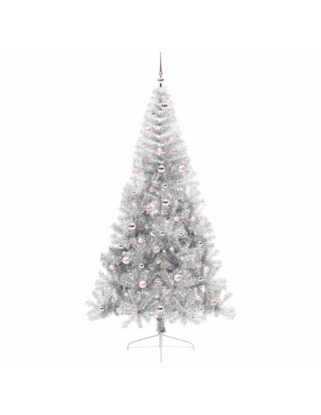 Albero di Natale artificiale con luci integrate Argento 240 cm