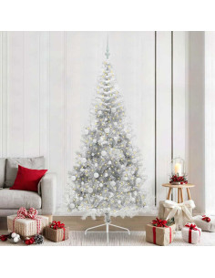 Albero di Natale artificiale con luci integrate Argento 240 cm 2