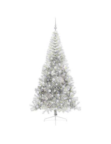 Albero di Natale artificiale con luci integrate Argento 240 cm