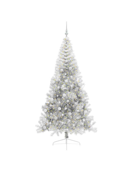 Albero di Natale artificiale con luci integrate Argento 240 cm