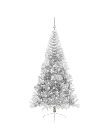 Albero di Natale artificiale con luci integrate Argento 240 cm
