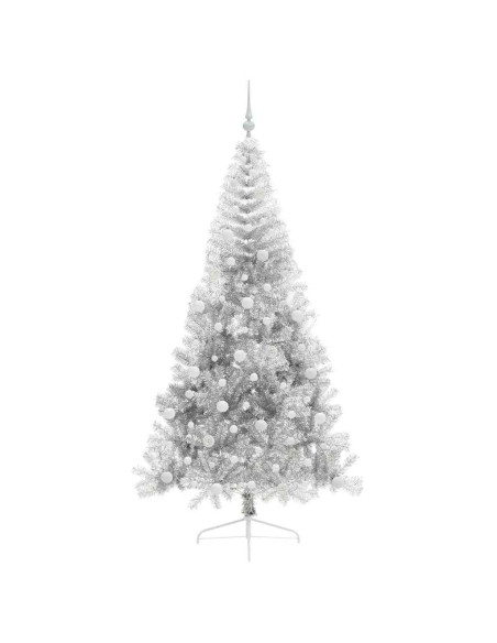 Albero di Natale artificiale con luci integrate Argento 240 cm
