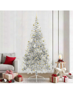 Albero di Natale artificiale con luci integrate Argento 240 cm 2