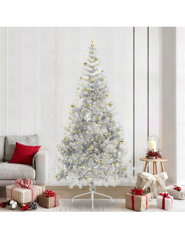 Albero di Natale artificiale con luci integrate Argento 240 cm