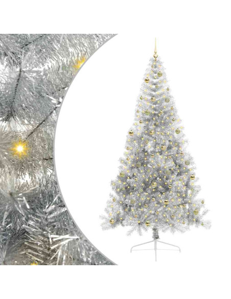 Albero di Natale artificiale con luci integrate Argento 240 cm