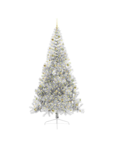 Albero di Natale artificiale con luci integrate Argento 240 cm