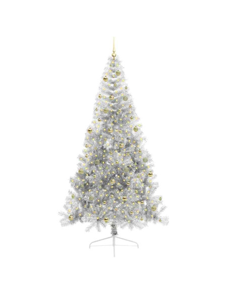 Albero di Natale artificiale con luci integrate Argento 240 cm