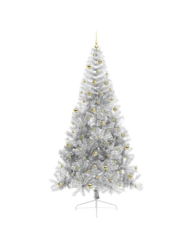 Albero di Natale artificiale con luci integrate Argento 240 cm