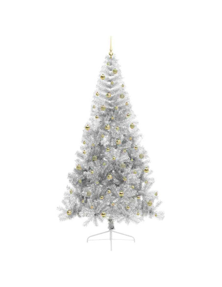 Albero di Natale artificiale con luci integrate Argento 240 cm