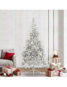 Albero di Natale artificiale con luci integrate Argento 240 cm 2