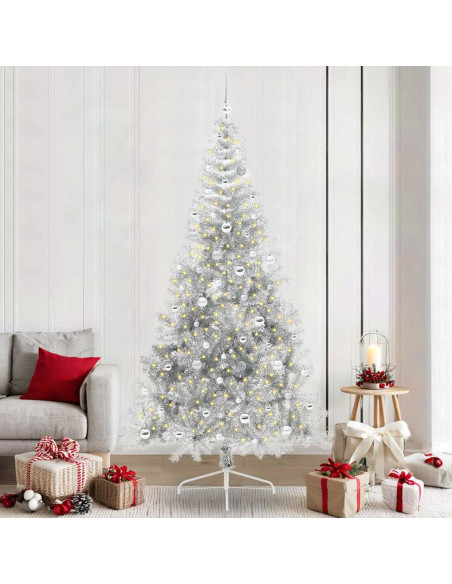 Albero di Natale artificiale con luci integrate Argento 240 cm