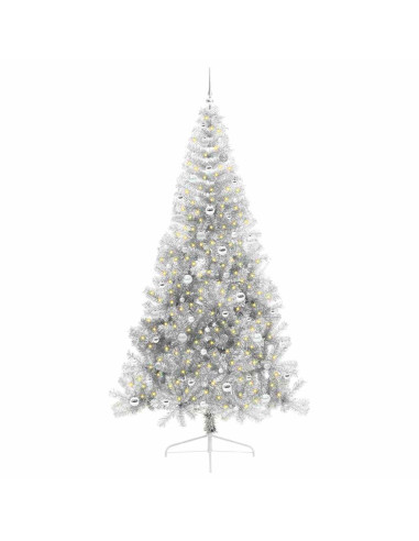 Albero di Natale artificiale con luci integrate Argento 240 cm