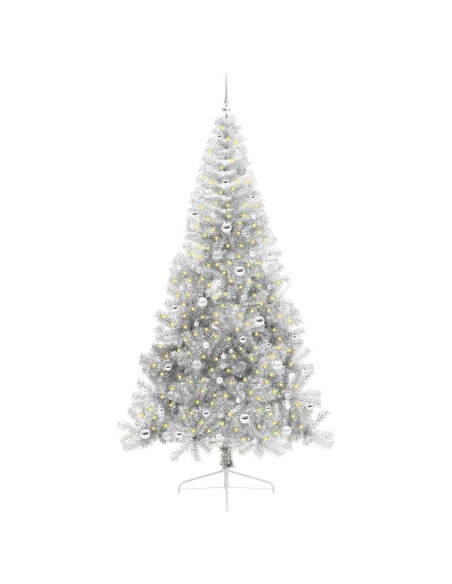 Albero di Natale artificiale con luci integrate Argento 240 cm