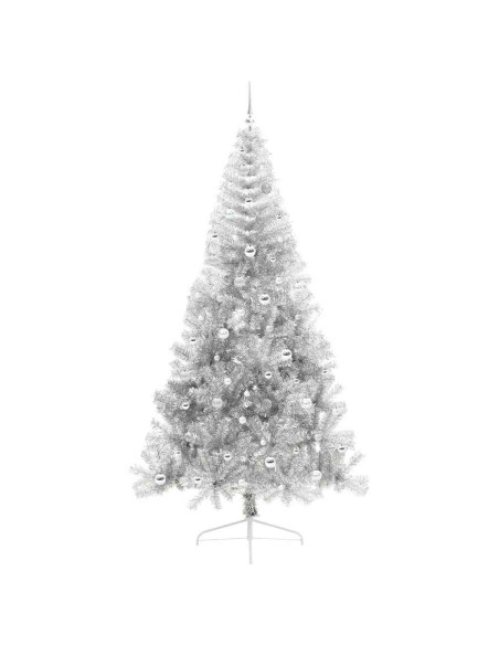 Albero di Natale artificiale con luci integrate Argento 240 cm