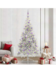 Albero di Natale artificiale con luci integrate Argento 240 cm 2