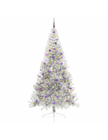 Albero di Natale artificiale con luci integrate Argento 240 cm