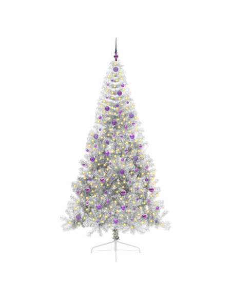 Albero di Natale artificiale con luci integrate Argento 240 cm