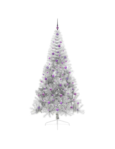 Albero di Natale artificiale con luci integrate Argento 240 cm
