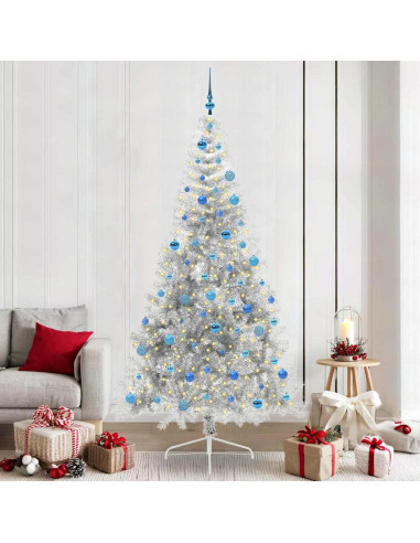 Albero di Natale artificiale con luci integrate Argento 240 cm