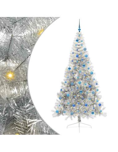 Albero di Natale artificiale con luci integrate Argento 240 cm