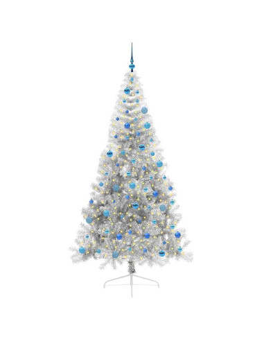 Albero di Natale artificiale con luci integrate Argento 240 cm