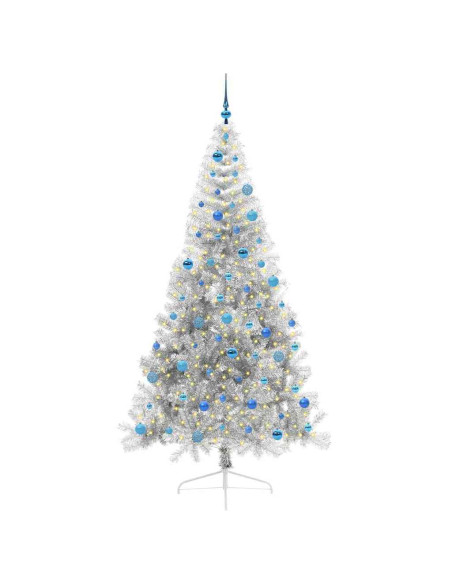 Albero di Natale artificiale con luci integrate Argento 240 cm