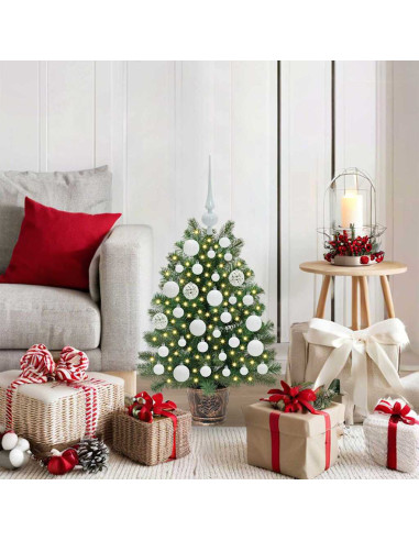 Albero di Natale artificiale con 150 LED Verde 65 cm PE e PVC