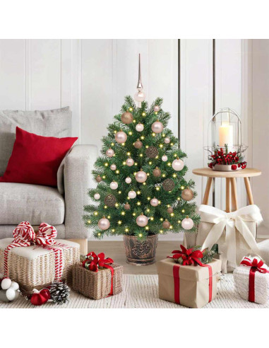 Albero di Natale artificiale con 150 LED Verde 90 cm PE e PVC