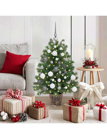 Albero di Natale artificiale con 150 LED Verde 90 cm PE e PVC