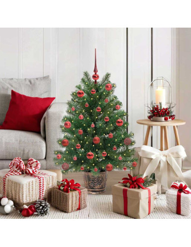 Albero di Natale artificiale con 150 LED Verde 90 cm PE e PVC