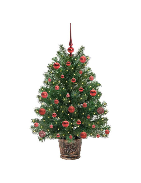 Albero di Natale artificiale con 150 LED Verde 90 cm PE e PVC