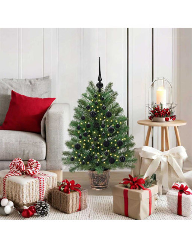 Albero di Natale artificiale con 150 LED Verde 90 cm PE e PVC