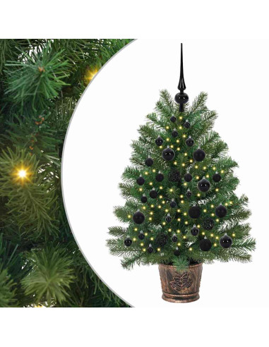 Albero di Natale artificiale con 150 LED Verde 90 cm PE e PVC