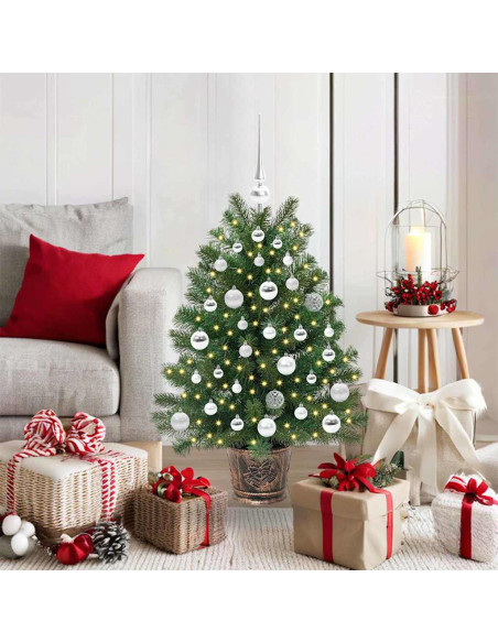 Albero di Natale artificiale con 150 LED Verde 90 cm PE e PVC