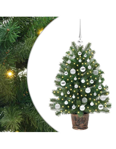 Albero di Natale artificiale con 150 LED Verde 90 cm PE e PVC
