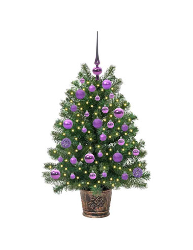 Albero di Natale artificiale con 150 LED Verde 90 cm PE e PVC