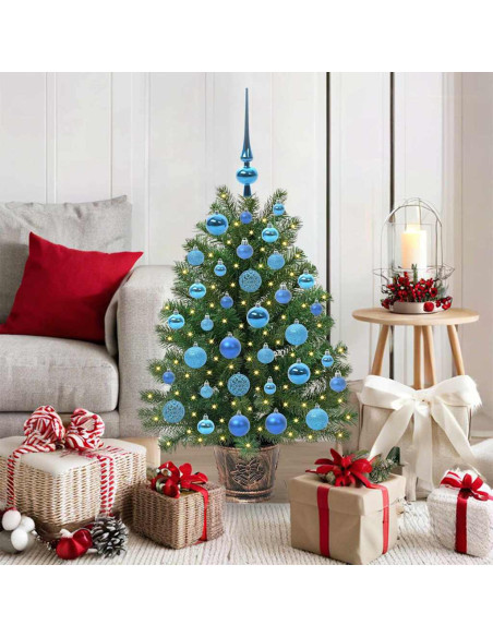 Albero di Natale artificiale con 150 LED Verde 90 cm PE e PVC