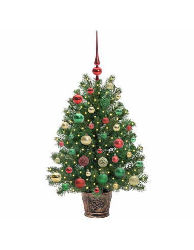 Albero di Natale artificiale con 150 LED Verde 90 cm PE e PVC