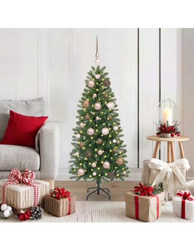 Albero di Natale artificiale con 150 LED Verde 120 cm PE e PVC