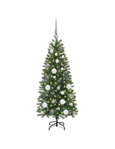 Albero di Natale artificiale con 150 LED Verde 120 cm PE e PVC