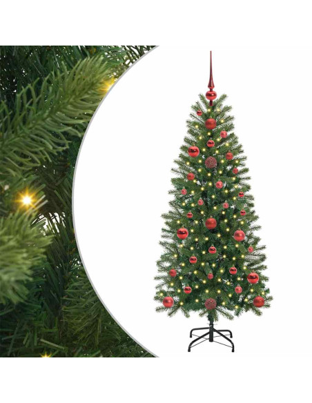 Albero di Natale artificiale con 150 LED Verde 120 cm PE e PVC