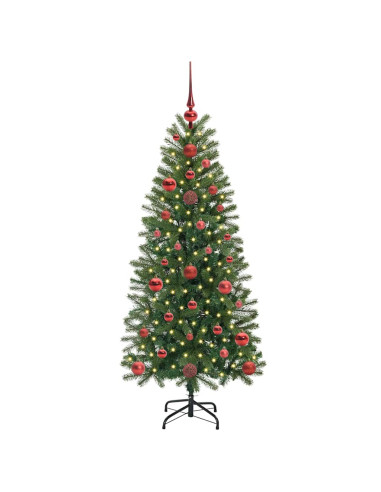 Albero di Natale artificiale con 150 LED Verde 120 cm PE e PVC