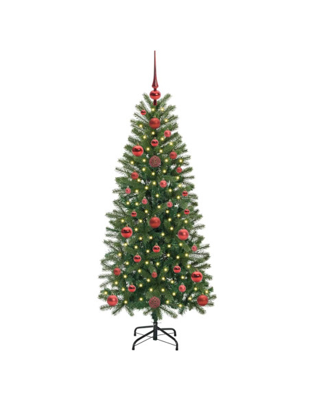 Albero di Natale artificiale con 150 LED Verde 120 cm PE e PVC