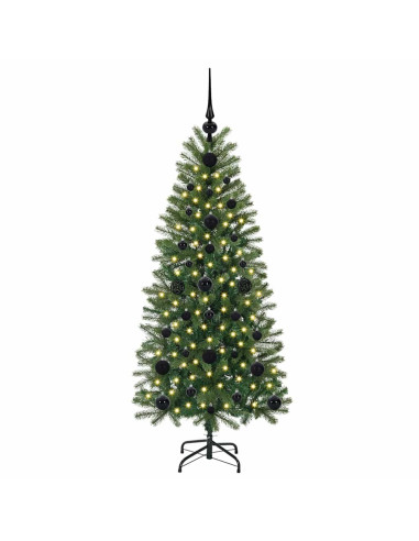 Albero di Natale artificiale con 150 LED Verde 120 cm PE e PVC