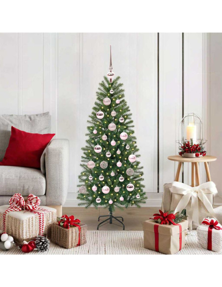 Albero di Natale artificiale con 150 LED Verde 120 cm PE e PVC