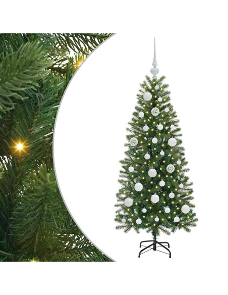 Albero di Natale artificiale con 150 LED Verde 120 cm PE e PVC