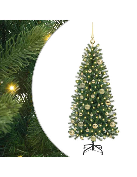 Albero di Natale artificiale con 150 LED Verde 120 cm PE e PVC